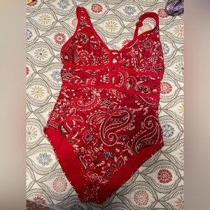 Adore Me Andressa Contour red one piece women’s swim suit size 1X